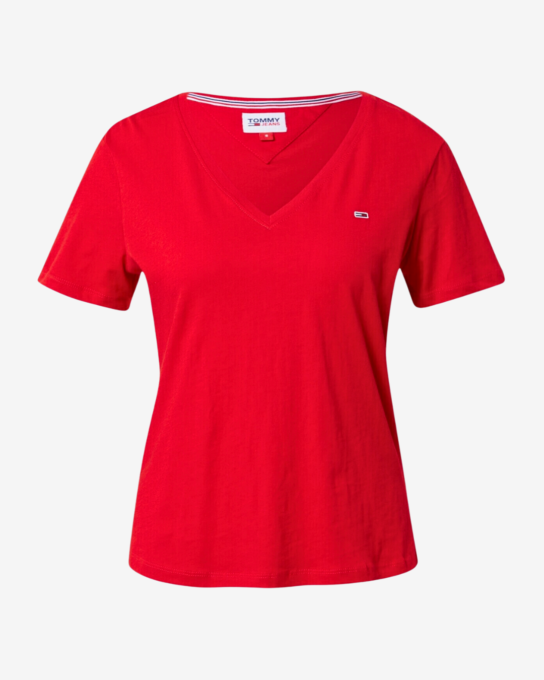 Slim fit logo v-hals dame t-shirt - Rød Modish