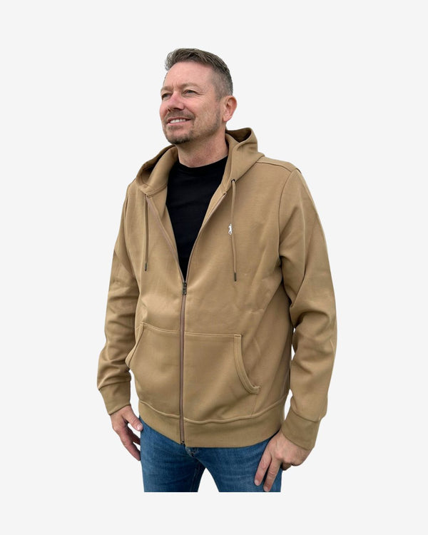 Hættetrøje m. lynlås - Khaki
