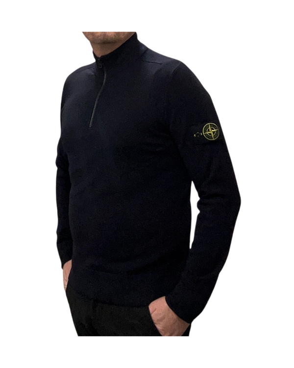 Stone Island Q-Zip Knit 521A1 - navy blue