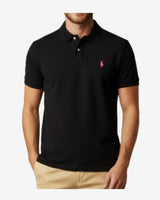 Slim Fit Mesh Polo - Sort
