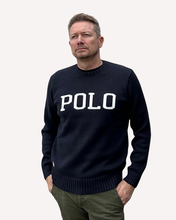 Polo Ralph BIG FIT LOGO JUMPER - Navy