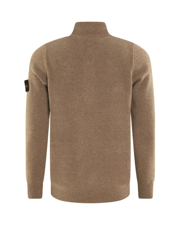 Half Zip knit Sweatshirt i lammeuld - valnød brun