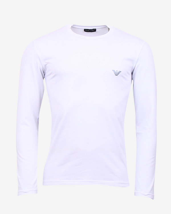 Langærmet shiny logo t-shirt - Hvid