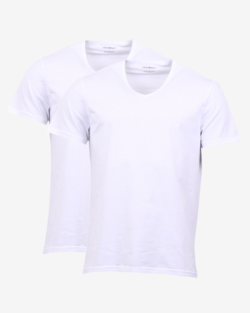 V-halst-shirt 2-pak - Hvid
