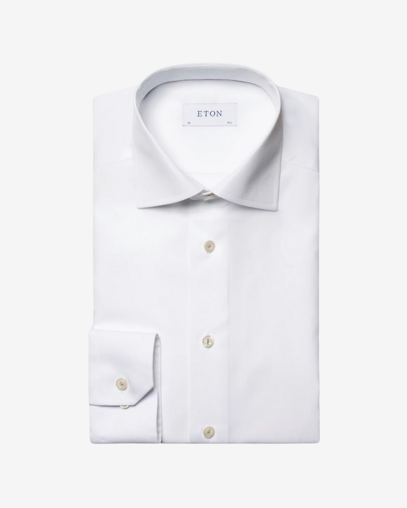 Poplin slim skjorte - Hvid