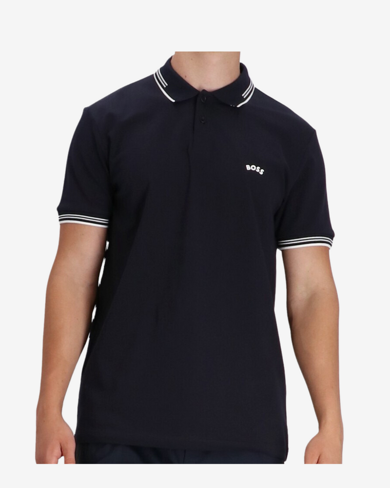 Paul curved polo - Navy / Hvid