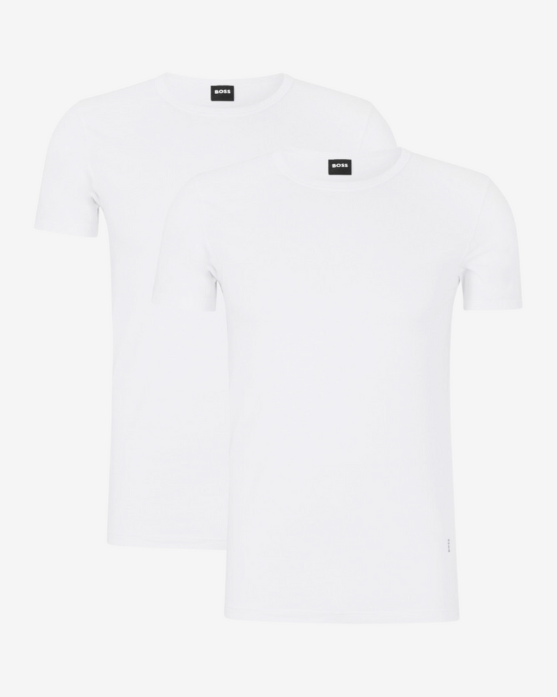 Rundhals slim t-shirt 2-pak - Hvid