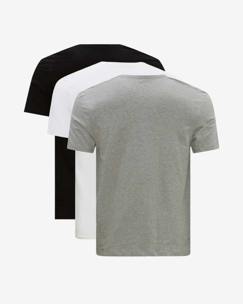 3-pak rundhals t-shirt - Sort / Grå / Hvid