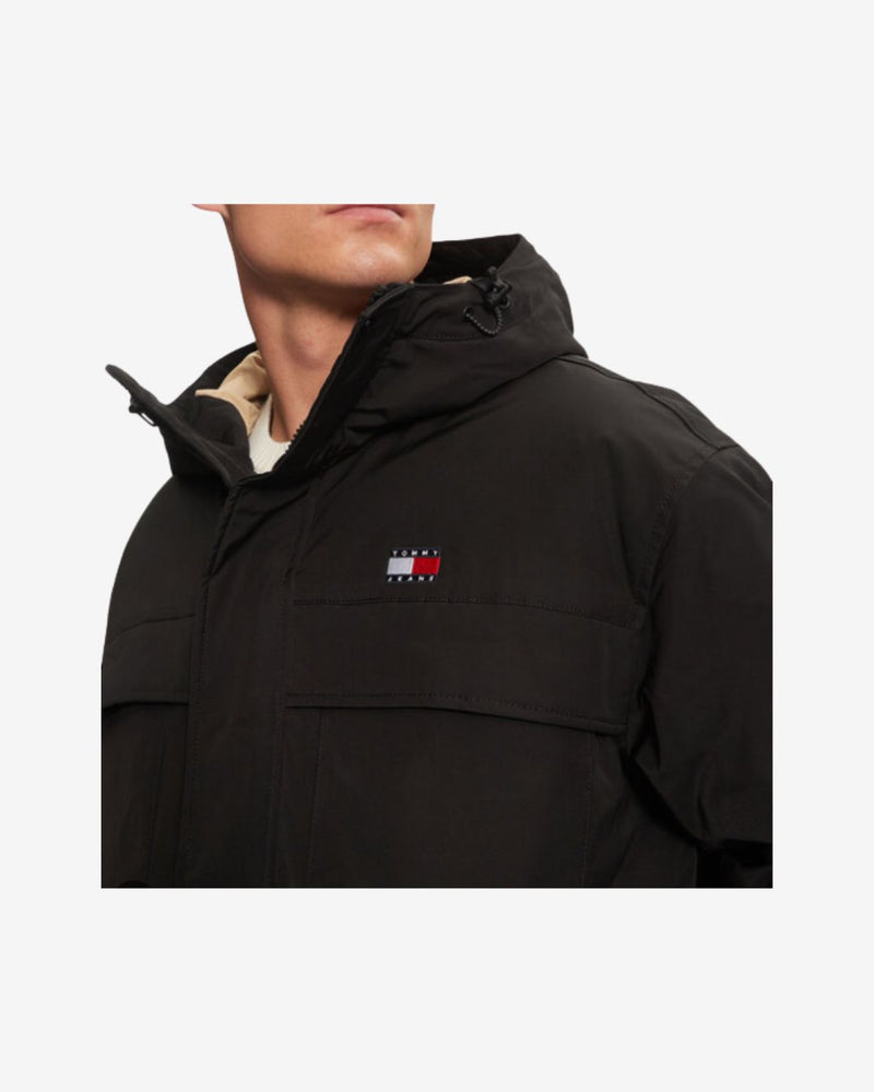 TECH CANVAS PARKA DUN JAKKE - Sort