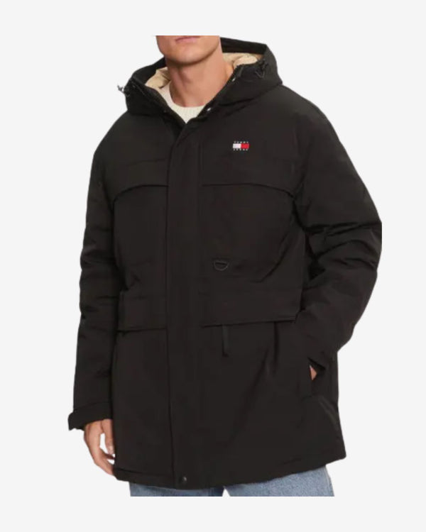 TECH CANVAS PARKA DUN JAKKE - Sort