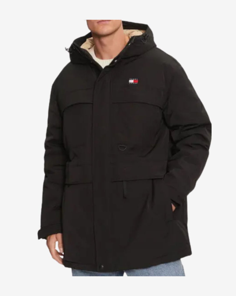 TECH CANVAS PARKA DUN JAKKE - Sort