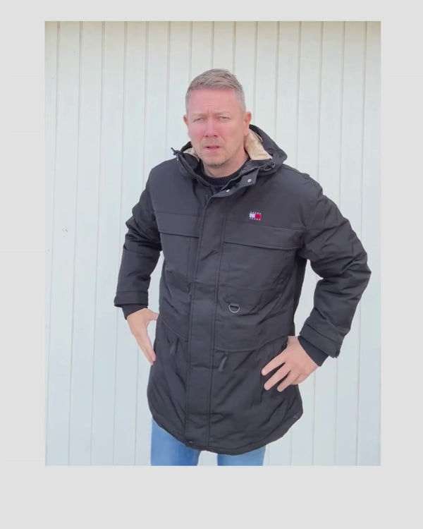 TECH CANVAS PARKA DUN JAKKE - Sort