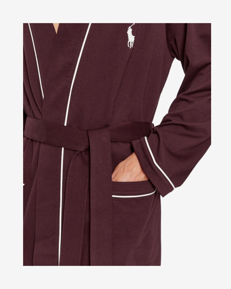 Jersey Cotton Jersey Robe - wine red