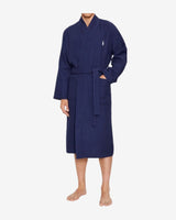 Cotton Piqué Robe - Navy