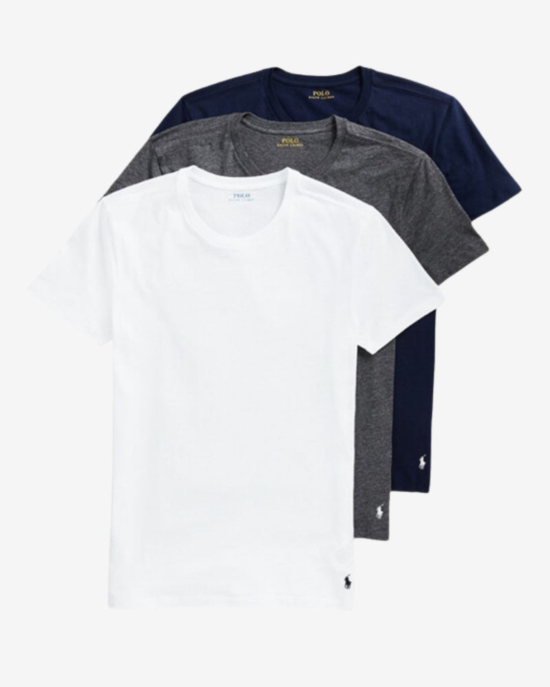 Rundhals t-shirt 3-pak - Navy/grå/hvid