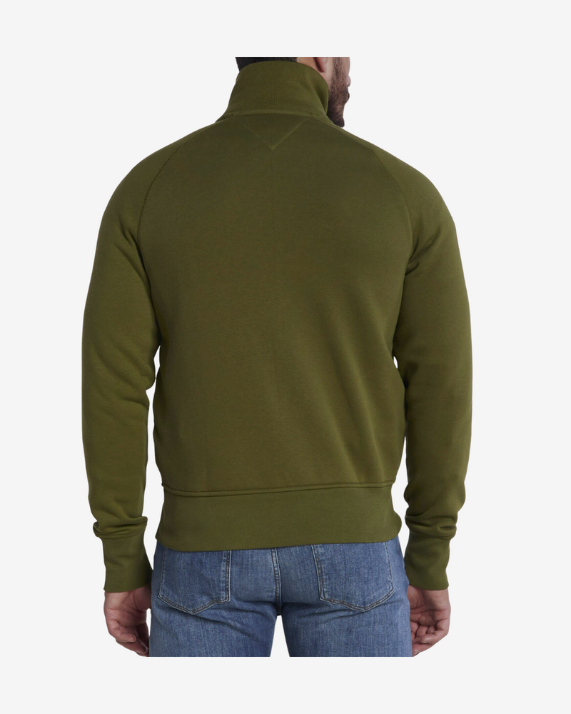Mix media sweatshirt jakke - Olivengrøn