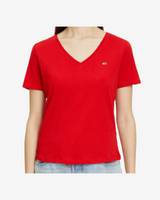 Slim fit logo v-hals dame t-shirt - Rød