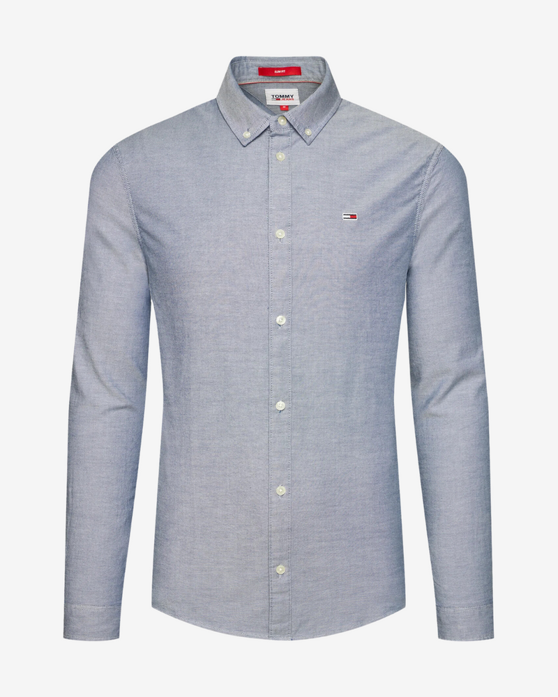 Oxford slim stræk skjorte - Blå