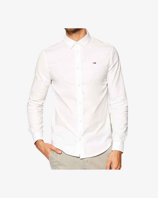 Oxford slim stræk skjorte - Hvid