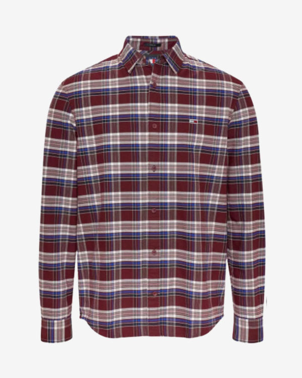 REG OXFORD CHECK FLANEL SKJORTE - Deep Rouge Check