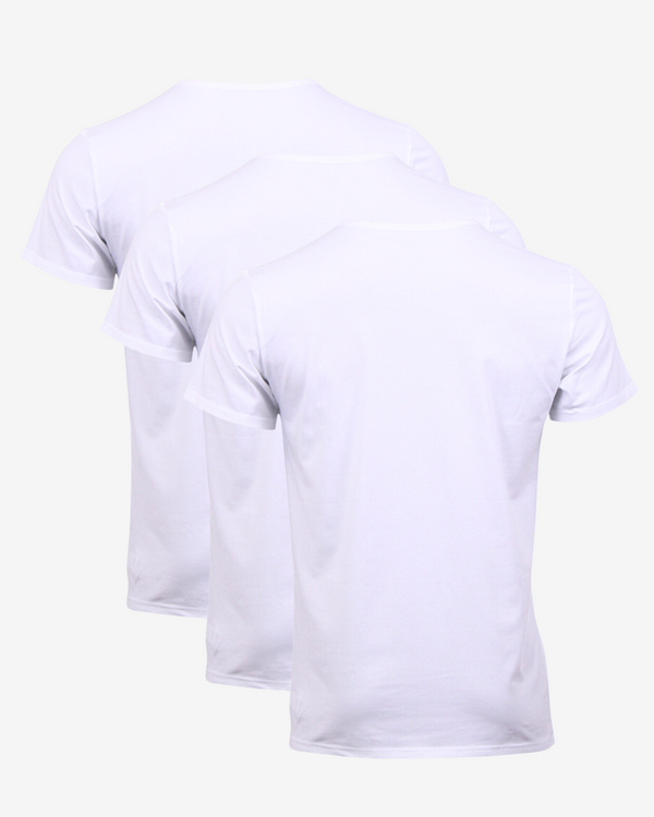 V-hals stræk t-shirt 3-pak - Hvid